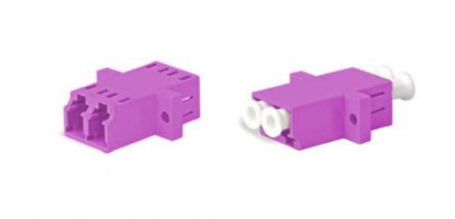 FA-P11Z-DLC/DLC-N/WH-MG Optical adapter LC-LC, MM (OM4), duplex, plastic housing, magenta (magenta), white caps