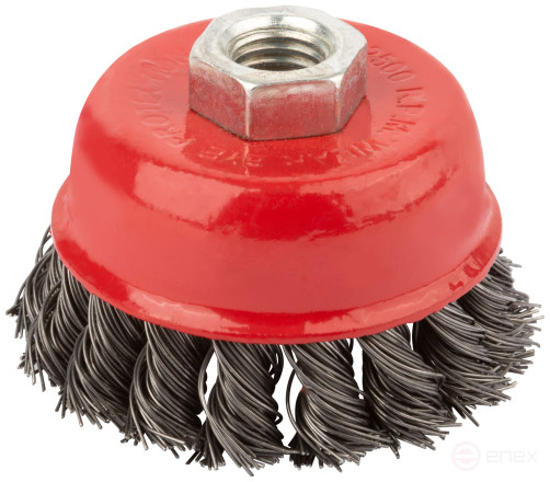 Корщетка чашечная, гайка М14, стальная витая проволока 75 мм