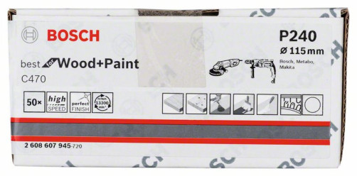 Шлифлист на бумажной основе C470, в упаковке 50 шт. 115 mm, 240