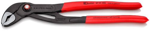 KNIPEX COBRA® QuickSet клещи переставные с фиксатором, быстрая установка, 70 мм (2 3/4"), под ключ 60 мм, L-300 мм, серые, 1-к ручки