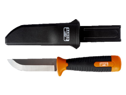 Подрубной нож с изогнутым лезвием и прорезиненной ручкой 25x103 мм