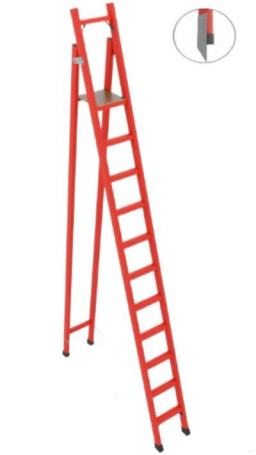 ССС-3,6ТМ диэлектрическая стремянка с симметричной опорой, Телеком, металлические оконцеватели (Мягкий грунт), h=3600мм, h рабочей площадки=2700мм, ступ.11
