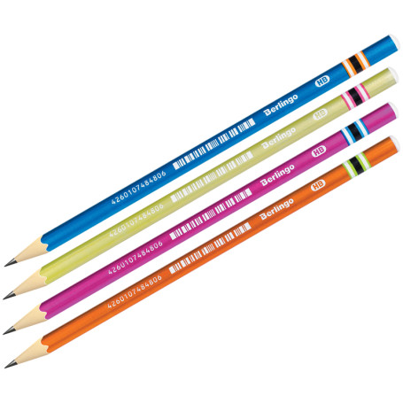 Pencil b/g Berlingo "Color" HB, triangular, sharpened., assorted