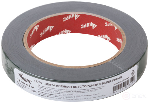 Лента монтажная клейкая на вспененной основе, черная 19 мм х 5 м