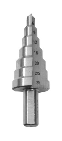 Сверло для металла ступенчатое Ф6-25 мм, 7 ступеней, ход 4,5 мм