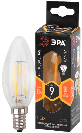LED ERA Lamp F-LED B35-9w-827-E14 9W Filament Candle Warm White Light E14