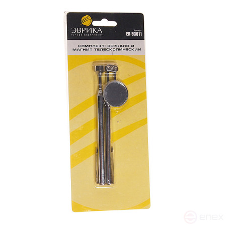Набор ER-53011 зеркало телескопическое, круглое, 30 мм./магнит телескопический до 1,3 кг, max длина 60,5см ЭВРИКА 1/25/100