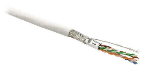 SFUTP4-C6-P26-IN-LSZH-WH-500 (500 m) Twisted pair cable, shielded SF/UTP, category 6, 4 pairs (26 AWG), stranded (patch), foil + copper braid shield, LSZH, white