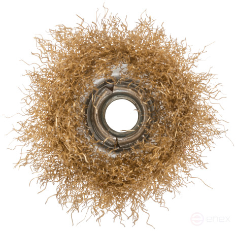 Корщетка чашечная, гайка М14, стальная латунированная волнистая проволока 65 мм