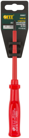 Insulated screwdriver 1000 V, CrV steel, plastic handle PH1 x 100 mm