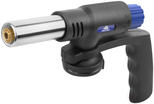 Gas burner for collet cylinder, reservoir.housing with handle, with piezo ignition, nozzle 22 mm
