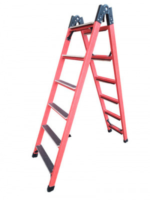 LSPTS-2x3.5A fiberglass ladder attached, transformed into a stepladder with an abrasive coating of steps