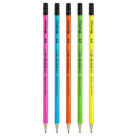 Pencil b/g Berlingo "Triangle flash" HB, triangular, with eraser, sharpened