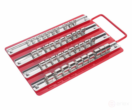 Лоток с реечными держателями головок (1/4"х10шт., 3/8х20шт., 1/2"х10шт.) 250х150мм JTC