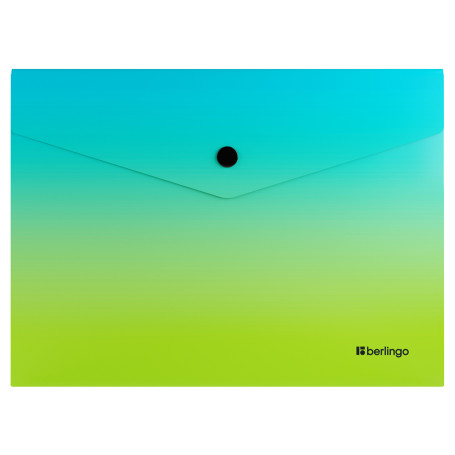 Папка-конверт на кнопке Berlingo "Radiance", А5, 180 мкм, голубой/зеленый градиент