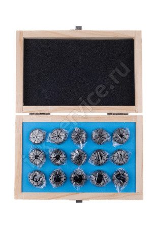 Набор цанг ER25 - 15шт (2, 3, 4, 5, 6, 7, 8, 9, 10, 11, 12, 13, 14, 15, 16) точность 0,010 мм