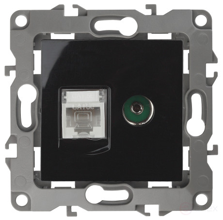 Розетка ЭРА Серия 12 12-3110-06 комбинированная RJ45+TV IP20 чёрный