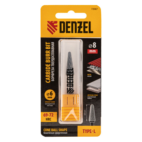 Borehole for metal, carbide, conical rounded, type-L, 8 mm// Denzel