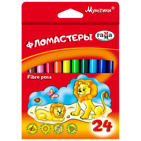 Markers Gamma "Cartoons", 24 colors, washable, cardboard. packaging, European weight
