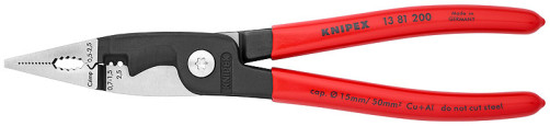 Electrical pliers, 6-in-1, stripping: 0.75 - 1.5 + 2.5 mm2, crimp: 0.5 - 2.5 mm2, L-200 mm, cable cutter, black, 1-k handles