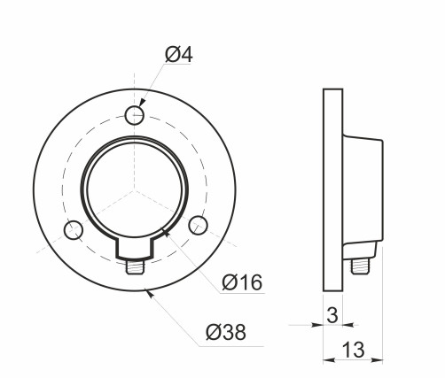 Крепление (розетка) трубы d16, хром/сталь AKS
