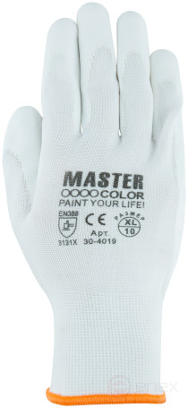 Перчатки белые, полиэстер с обливкой из полиуретана (водоотталкивающие), р-р XL/10