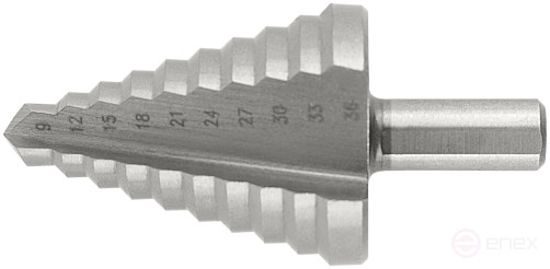 HSS step drill for metal, 10 steps, 9-36 mm
