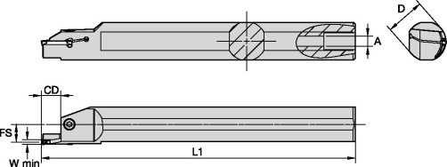 A4™ Boring mandrel for internal grooves A16RA4SAR2S12M017021
