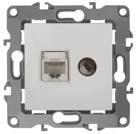 Розетка ЭРА Серия 12 12-3110-01 комбинированная RJ45+TV IP20 белый