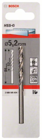 Metal drills HSS-G, DIN 338 5.2 x 52 x 86 mm, 2608585924