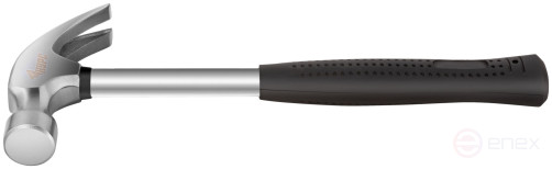Молоток-гвоздодер, металлическая ручка, резиновая рукоятка 29 мм, 450 гр.