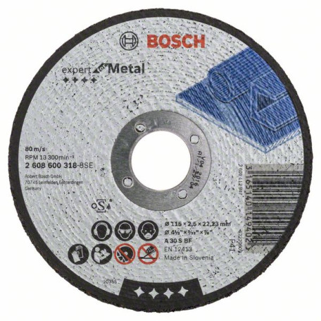 Cutting wheel, straight, Expert for Metal A 30 S BF, 115 mm, 2.5 mm