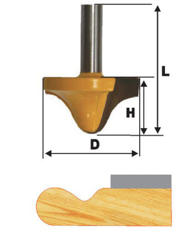 Edge shaped milling cutter F38X19 mm, shank 12 mm