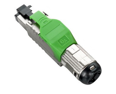 PLUE-8P8C-S-C6A-SH-GN Field termination connector RJ-45 (8P8C) for twisted pair, for single-core cable, toolless, category 6A, shielded, winding shank, green, IDC