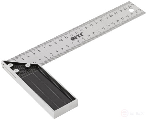 Угольник столярный, рифленая шкала, алюминиевое основание 250 мм
