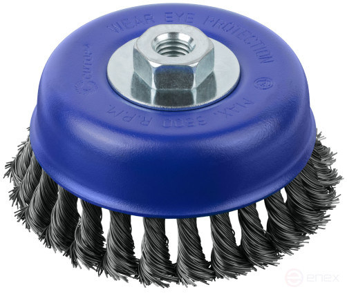 Щетка для УШМ, М14, тип "Чашка", крученая витая проволока 0,5 мм, 125 мм, блистер, CUTOP Profi