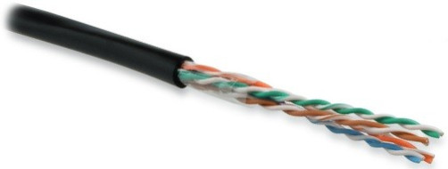 UUTP4-C5E-S24-OUT-PE-BK-100 (100 m) Twisted pair cable, unshielded U/UTP, category 5e, 4 pairs (24 AWG), single core(solid), external, PE, -40°C - +60°C, black - warranty: 15 years component
