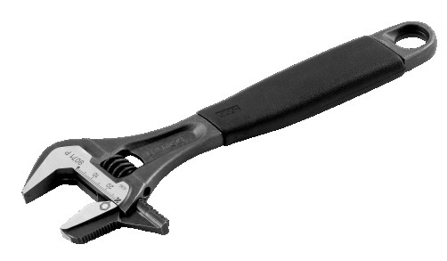 Adjustable reversible wrench with a grip for ERGO pipes, length 158/grip 21 mm, rubber handle