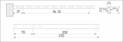 Ball guide L-310 h=17 AKS