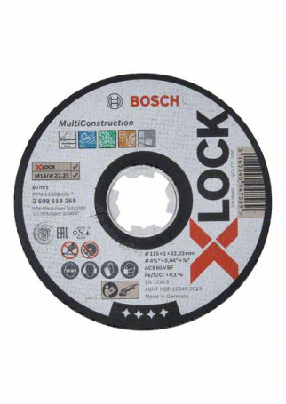 Отрезные диски для прямой резки Multi Material X-LOCK 115x1x22,23 ACS 60 V BF, 115 mm, 1,0 mm