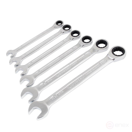Set of combination keys with a ratchet NORGAU Industrial NBS7RM-06, 6 pieces