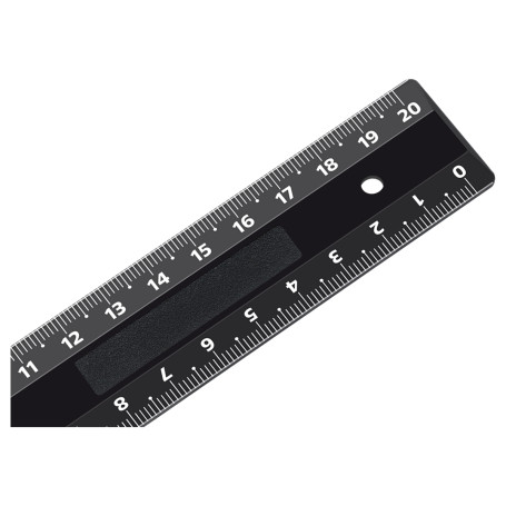 Ruler 20cm STAMM, plastic, 2 scales, opaque, black, European weight