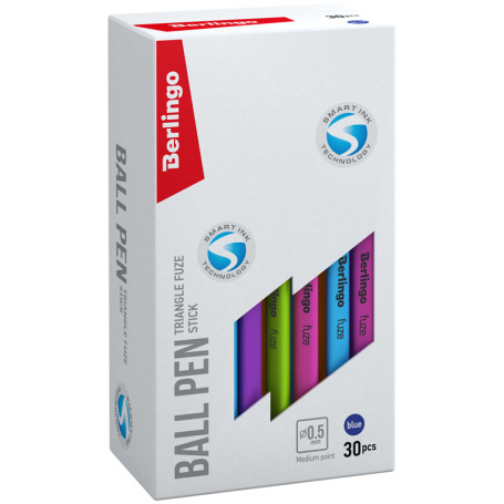 Berlingo ballpoint pen "Triangle Fuze Stick" blue, 0.5 mm, assorted case