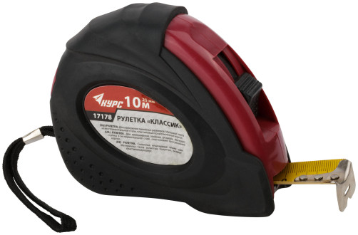 Tape measure rubberized Classic case 10 m x 25 mm