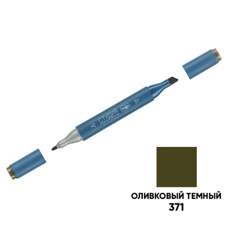 Double-sided marker for sketching Gamma "Studio", olive dark, triangular body, bullet-shaped/wedge-shaped. tips