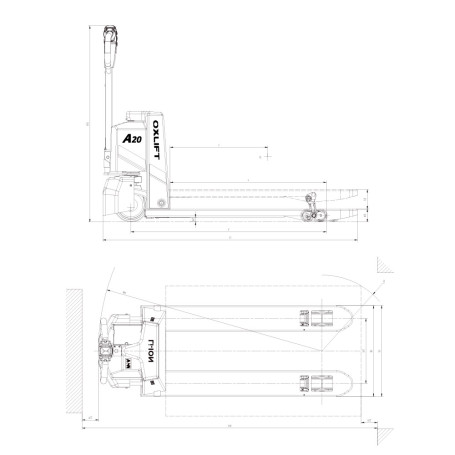 Тележка самоходная электрическая TX 20LH LI-ION OXLIFT 2000 кг