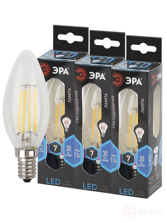 Лампа светодиодная ЭРА F-LED B35-7W-840-E14 7Вт филамент свеча нейтральный белый свет Е14