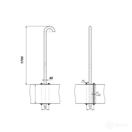 Gusak-penetration on a flat roof for cable entry PG 48/41-2000 MALIEN (outer pipe diameter = 48 mm, inner DN = 41 mm, powder-polymer coating RAL 7040)