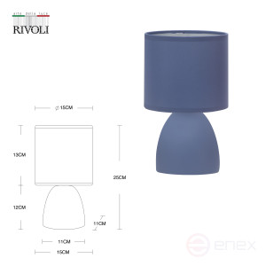 7047-503 Rivoli Nadine 7047-503 Table Lamp 1* E14 40W ceramic Blue with Lampshade