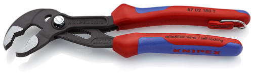 KNIPEX COBRA® клещи переставные с фиксатором, 42 мм (1 1/2"), под ключ 36 мм, L-180 мм, серые, 2-к ручки, страх. крепл.